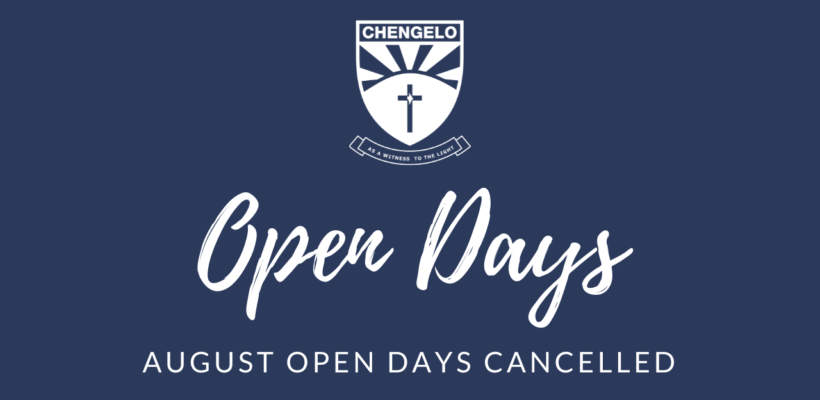 August Open Days Cancelled